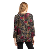 Floral Crew Neck Top in Cranberry - 36369-CNB