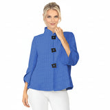 Textured Tulip Sleeve Jacket in Blue - 6990J-BLU