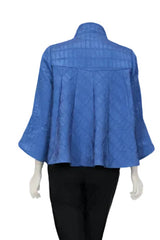 Textured Tulip Sleeve Jacket in Blue - 6990J-BLU