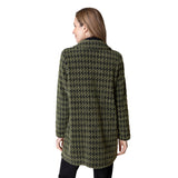 Chenille Houndstooth Car Coat in Olive - 49345-OLV - Size M Only!