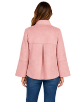 Faux Suede Button Front Jacket - 4896