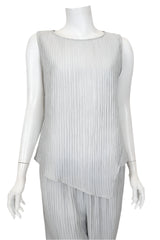 Textured Stripe Sleeveless Tank Top in Silver - 7054T-SLV