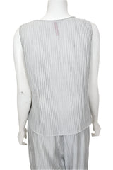 Textured Stripe Sleeveless Tank Top in Silver - 7054T-SLV