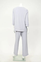 Textured One Button Top in Grey - 7067T-GRY