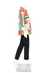 Colorblock Floral-Print Hi-Low Shirt in Multi - 7095J