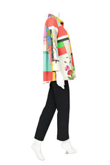 Colorblock Floral Hi-Low Shirt in Multi - 7095J