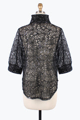 Soutache & Sequin on Black Mesh - 7102-BLK - Size XS