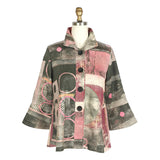 Faux Suede Abstract Print in Pink/Multi - 4909-PNK - Size L Only!