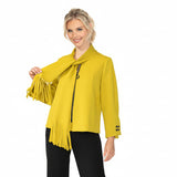 Stretch Knit Jacket with Fringed Scarf in Mustard- 6929J-MST