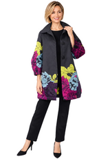 Floral EmbroideredJacquard Jacket in Multi on Black - 7212J