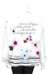 Watercolor Floral & Script Asymmetric Shirt - 7251B