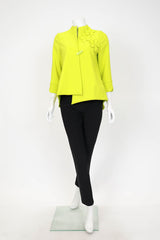 Floral Embroidered One-Button Jacket in Lime - 7268J-LM - Size S