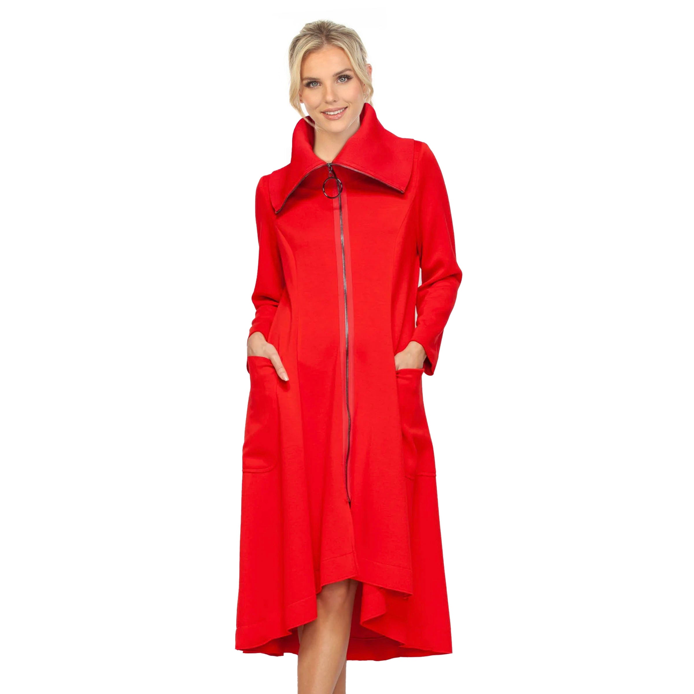 Wide Dramatic Collar Hi-Low Jacket in Red - 7142J-RED – Shop My