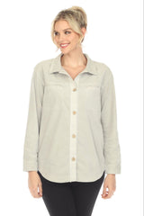 Soft Stretch Corduroy Shirt in Soy Latte - 34520-DN