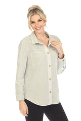 Soft Stretch Corduroy Shirt in Soy Latte - 34520-DN