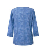 Denim Shirt-Print V-Neck Top - 31367