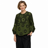Circular Two-Tone Top in Olive Green - 7566T-GRN