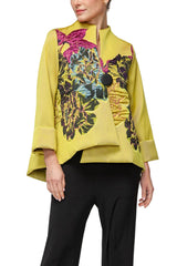 Asymmetric Floral Embroidered Jacket - 7385J