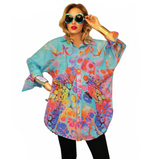 Abstract Print Big Shirt in Multi - FRBS-323-VT