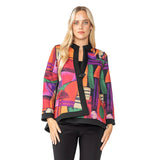 Abstract-Print One-Button Jacket in Red Multi - 6696J- RD