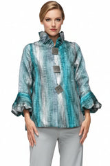 Metallic Stripe Jacket in Blue - 7572J-BLU