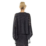Laser-Cut Poncho-Style Top in Black - 4647T-BK - Size L Only!