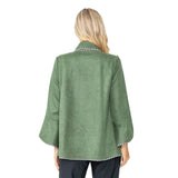 Faux Suede Open Front Jacket in Green - 6916J - Size XL Only!