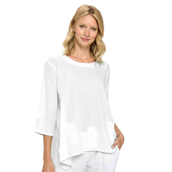 Focus Textured Patchwork Tunic in White - CG-122-WT - Size S Only!
