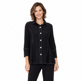 Contrast-Stitch Soft Knit Shirt Jacket - 7709J