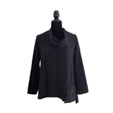 Draped Cowl Neck Tunic Top in Black - 7727-BLK
