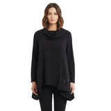 Asymmetric Textured Cowl-Neck Tunic in Black - 7727-BLK