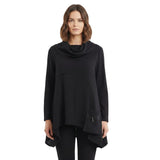 Asymmetric Textured Cowl-Neck Tunic in Black - 7727-BLK