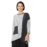 Wavy Stripe Mixed Media Tunic -7788T