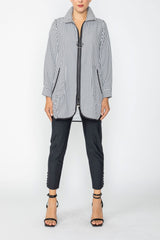 Mixed Direction Zip Front Tunic Jacket in Black & White - 7830J