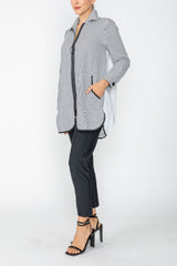 Mixed Direction Zip Front Tunic Jacket in Black & White - 7830J
