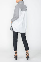 Mixed Direction Zip Front Tunic Jacket in Black & White - 7830J