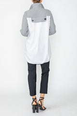 Mixed Direction Zip Front Tunic Jacket in Black & White - 7830J