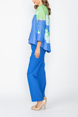 Statement Floral Placement Asymmetric Jacket - 7887J