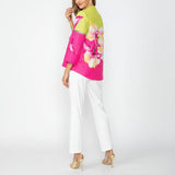 Statement Floral Placement Asymmetric Jacket - 7887J-PNK
