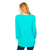 Peruvian Cotton Ruched Center Tee in Lake - 27516-LK