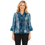 Watercolor Mesh Puffed Sleeve Jacket - 2496