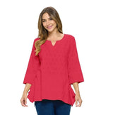 EMBROIDERED Cotton VOILE Tunic Top in Fruit Punch - EC423-FRT - Size M Only!