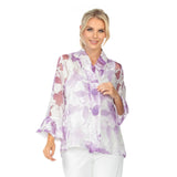 Sheer Floral 2-Button Blouse/Jacket in Purple - 6511J-PPL