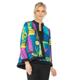 Mosaic Asymmetric Jacket in Blue - 6696J- BLU - Size M Only!