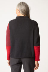 "Yin Yang" Colorblock Funnel Neck Pullover - 81254