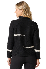 Mixed Stitch Cable-Knit Pullover in Black/White - 89101-BK - Size XXS Only!