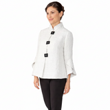 Elegant Textured Swing Jacket in White - 6990J-WHT - Limited Sizes