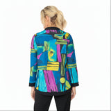 Mosaic Asymmetric Jacket in Blue - 6696J- BLU - Size M Only!