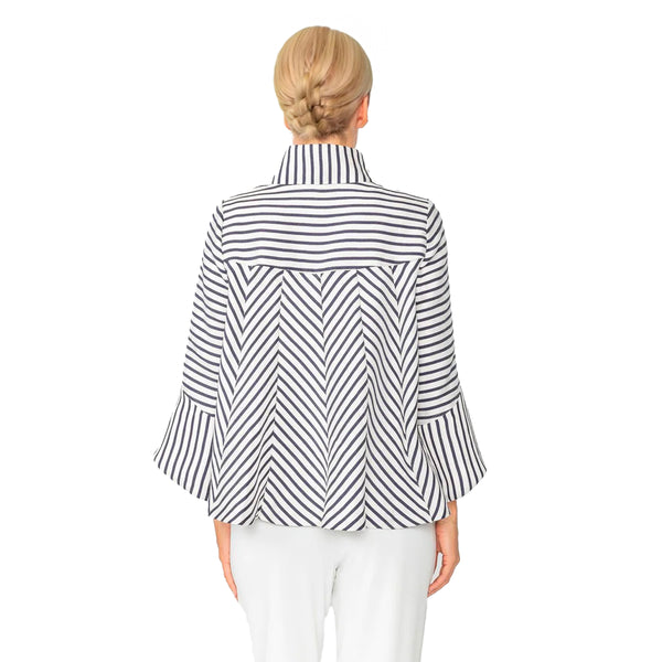 IC Collection Striped 3-Button Jacket in Navy & White - 6272J