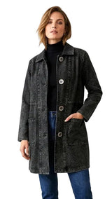 Stretch Denim Knit Jacket in Black - D228-BLK